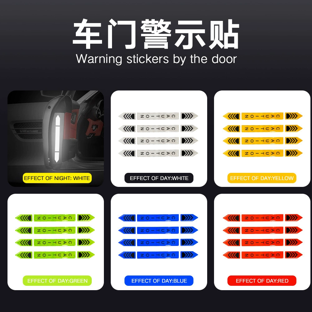 Автомобильные противоударные полосы Amazon со стрелками отражающие автомобильные наклейки с предупреждением о безопасности дорожного движения наклейки для открытия двери декоративные четыре части