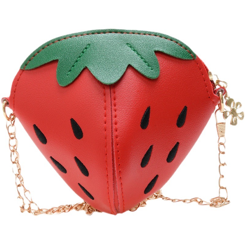 Fábrica al por mayor de los niños bolsa de primavera nuevo estilo coreano lindo fresa hombro cadena mensajero bolsa mini monedero moda