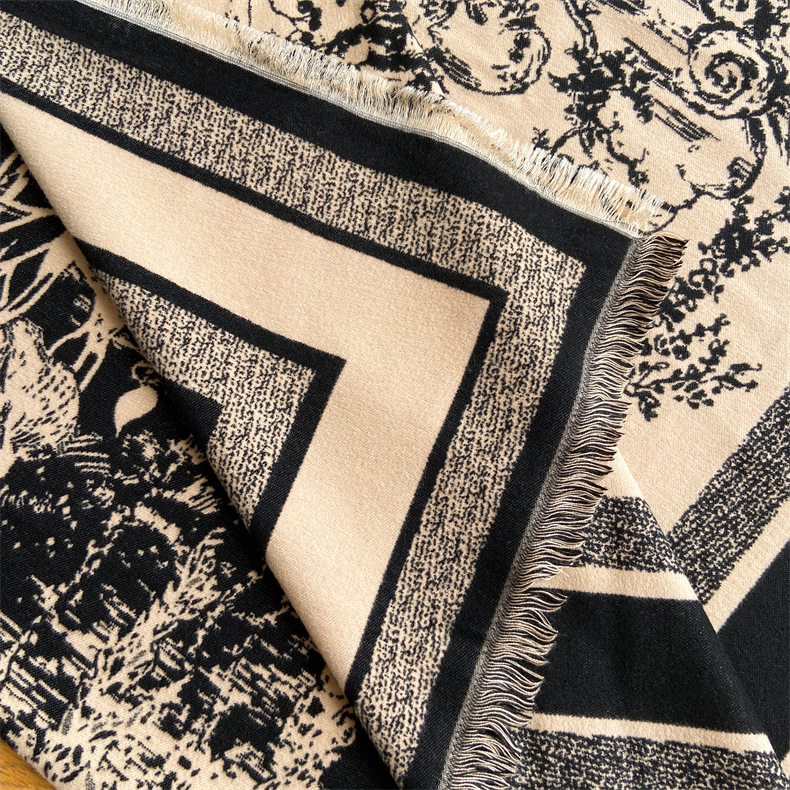 Écharpe en cachemire d'imitation chaude d'hiver avec pompons, écharpe carrée douce, confortable, épaisse et de grande taille, châle_voghion.com