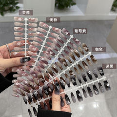 预制款多色小苍兰精品穿戴甲新款中长梯渐变花朵轻奢高级感假甲片