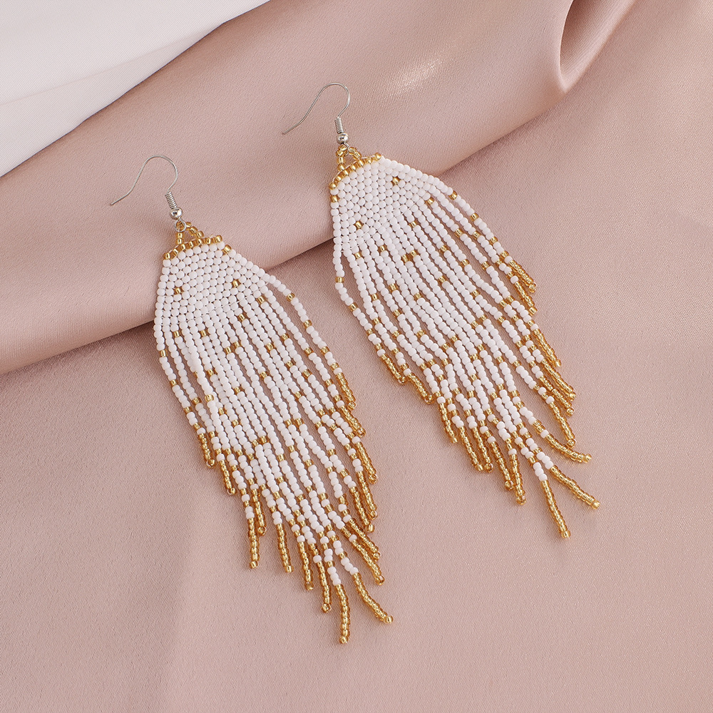 Women'S Gender 1 Pair Bohemian Tassel Beaded Drop Earrings