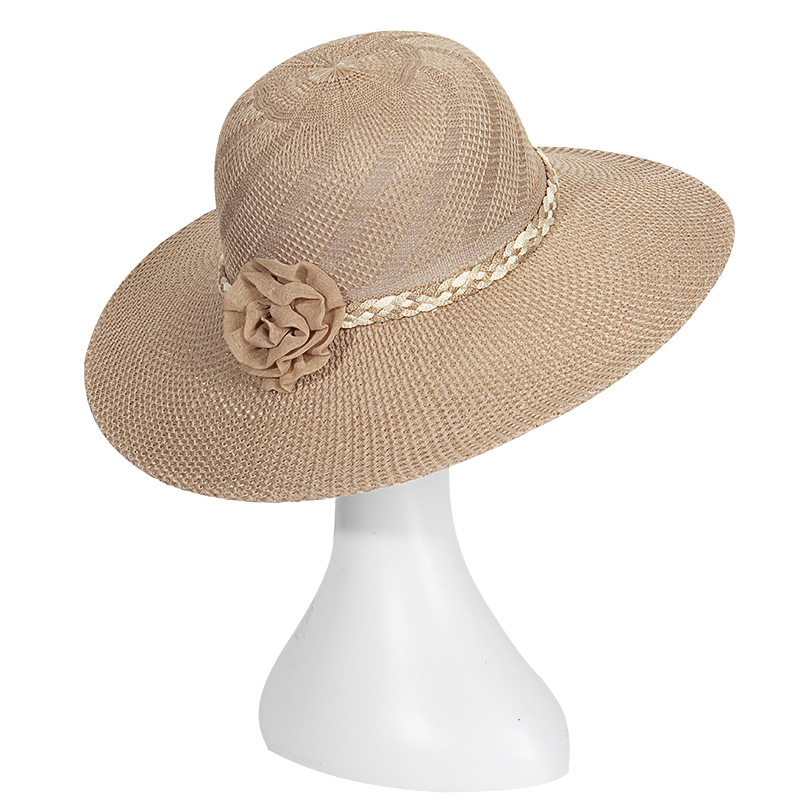 Flower Pattern Women's Simple Style Flower Big Eaves Straw Hat