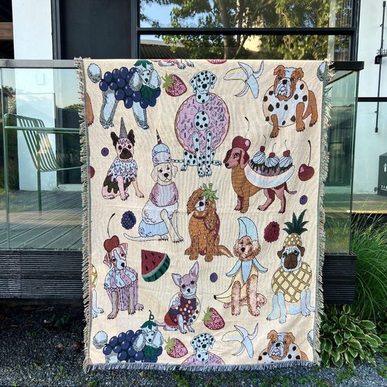 Dog Camping Blanket Outdoor Blanket picnic blanket Sofa Blanket Line Blanket Nap Blanket Bohemian Indian Blanket