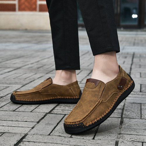 Men's Cross-border New Spring and Autumn Soybean Shoes, Large Size Loafers, Custom Hand-Stitched Business Casual Shoes