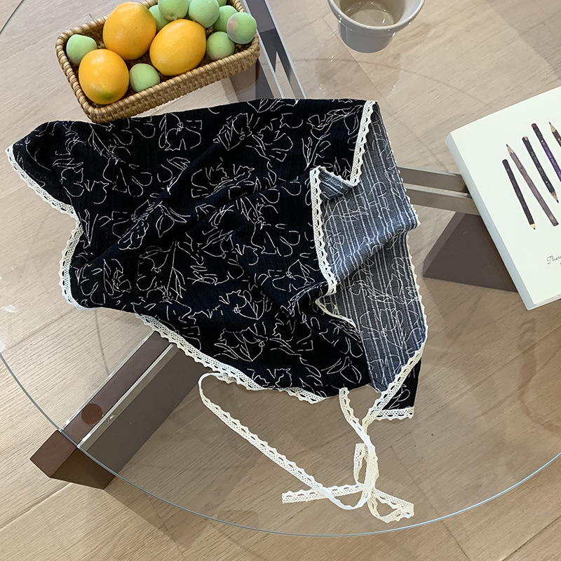 Turbante de verano pastoral coreano turbante de flores cortas francés alto grado toallas de triángulo toallas de seda bufandas de moda bufandas al por mayor