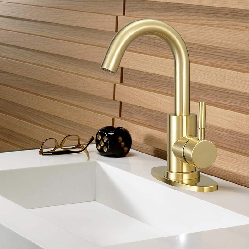 Stainless Steel Kitchen Faucet Hot and Cold Dishwashing Basin Gold Sink Dishwashing Basin Rotating Brushed Gold Bar Faucet