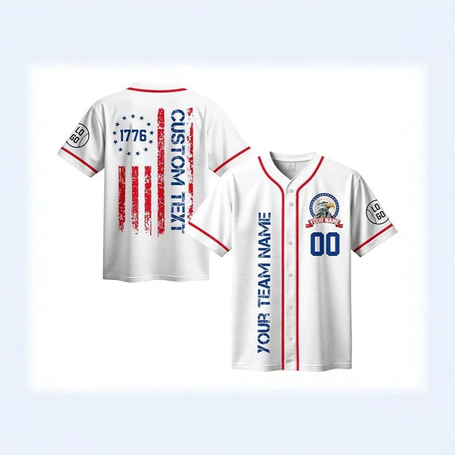 2026新款欧美独立站字母印花棒球服短袖开衫纽扣棒球服跨境球衣男