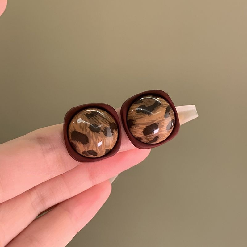 欧美几何圆形豹纹耳圈女小众设计感显脸小耳环秋冬高级感百搭耳饰|undefined