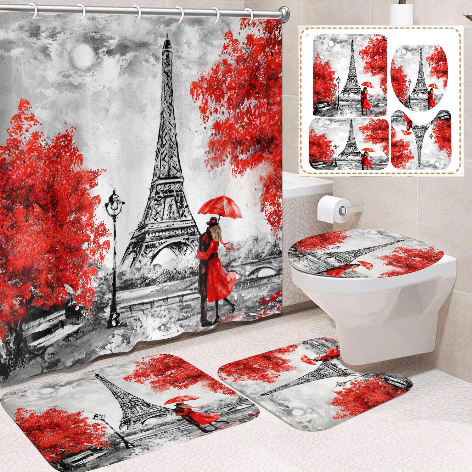 Cortina de ducha de poliéster con estampado digital de animales, impermeable, creativa, para baño, de Amazon, transfronteriza