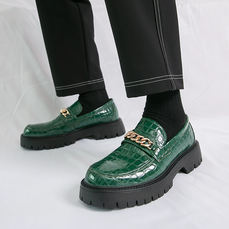 Мужские кожаные туфли больших размеров на толстой подошве, весна-осень 2025, новый британский стиль, мокасины, большие кожаные туфли