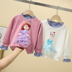 Girls' super trendy sweatshirt spring and autumn Korean style baby girl's fashionable tops children's clothing cartoon Aisha loose and trendy