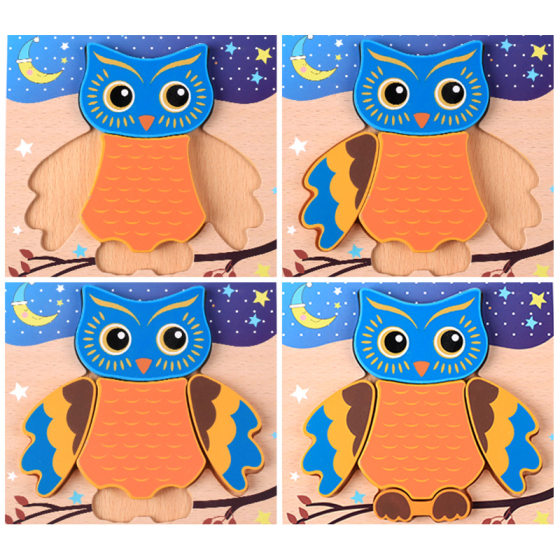 Children's Wooden Three-Dimensional Puzzle 3-6 Puzzle Animal Traffic Puzzle Set Scene Hand Grasping Board Building Blocks Toy