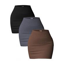 M 60939 Stretch Ribbed High Waist Mini Skirt ������������ȹ