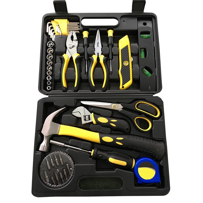 42 piezas de herramientas domésticas hardware eléctrico paquete de herramientas montadas en automóviles para el mantenimiento del destornillador conjunto completo