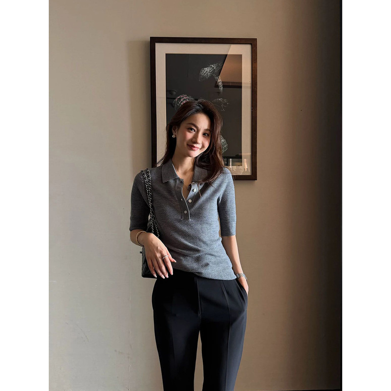 A classic piece: 48-count Yangzi yarn/100% wool, wavy knit polo shirt, new autumn/winter style A classic piece: 48-count Yangzi yarn/100% wool, wavy knit polo shirt, new autumn/winter style