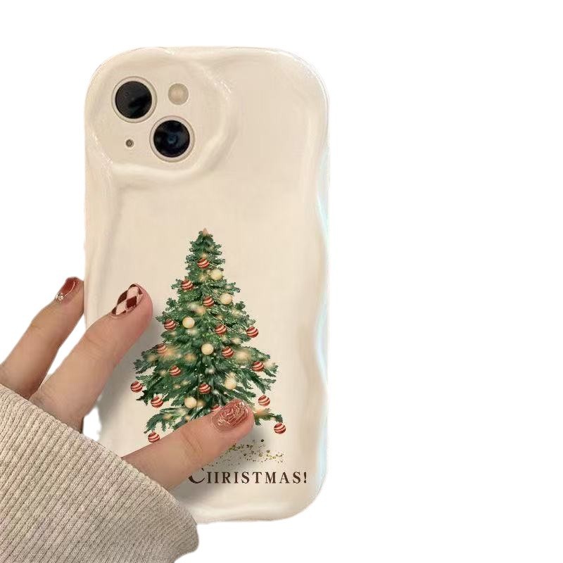 Árbol de Navidad para Apple 16PROMAX funda para teléfono iphone12/13 patrón de crema 14pro/15/11 chica