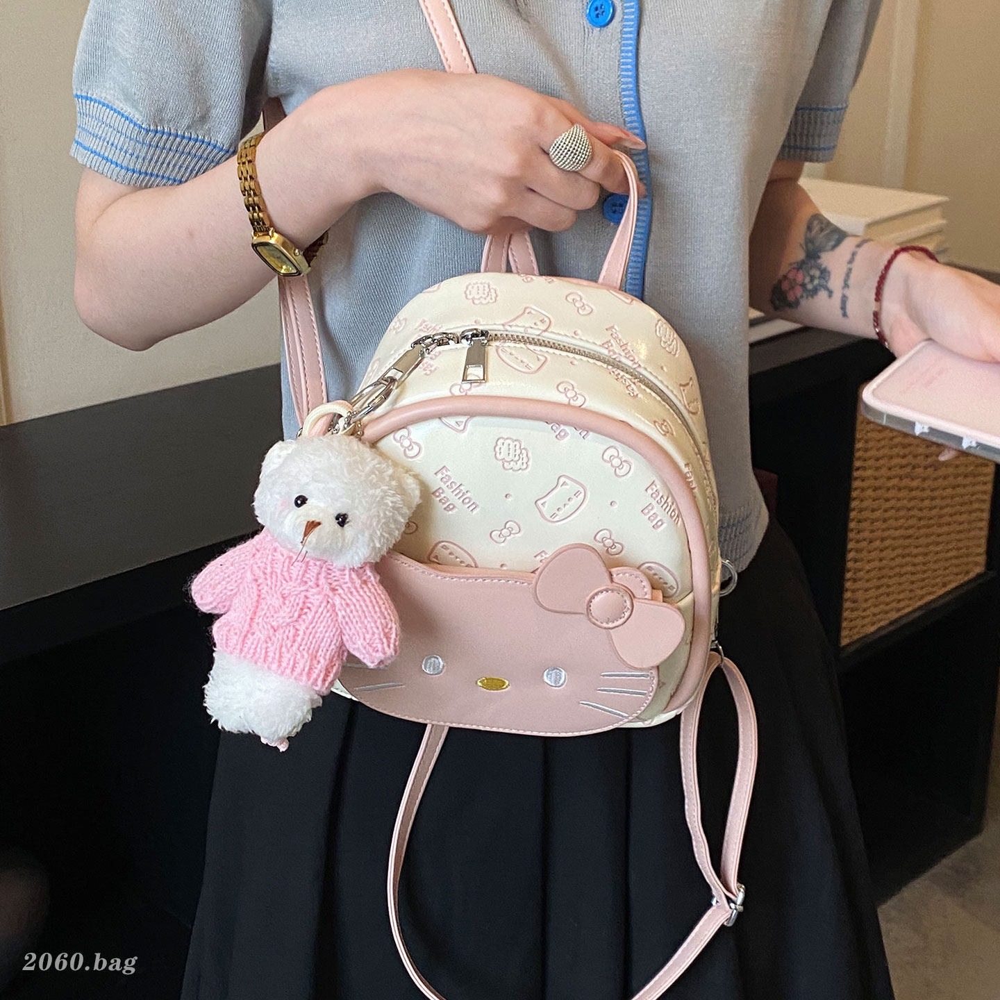 Mochila de gato nueva mochila escolar de chicas chicas estampadas de viento de estudiantes mochila de dibujos animados verano 2026 ligera y encantadora