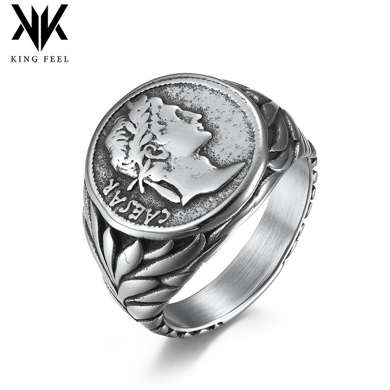 European and American Style Roman Empire Caesar Stainless Steel Ring Retro Coin Caesar Avatar Trendy Hand Accessories European and American Style Roman Empire Caesar Stainless Steel Ring Retro Coin Caesar Avatar Trendy Hand Accessories