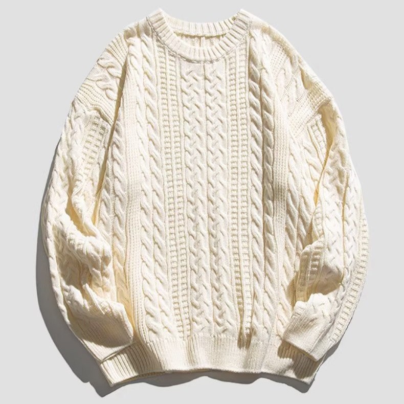 Suéter de color sólido grueso de otoño e invierno para hombres 2024 nuevo suéter de punto de cuello redondo suéter coreano para hombres