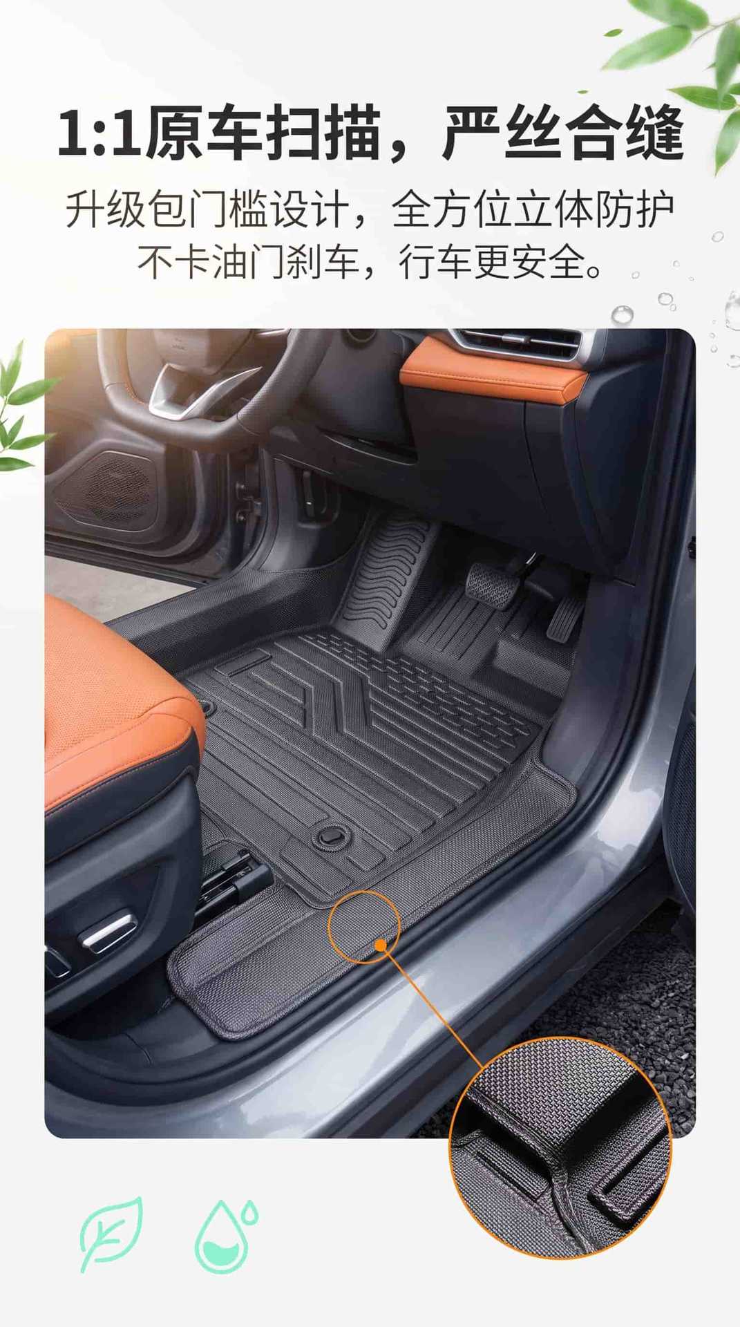 TPE floor mats for the Changan UNI-Z model, waterproof and dustproof car interior accessories, eco-friendly TPE floor mats