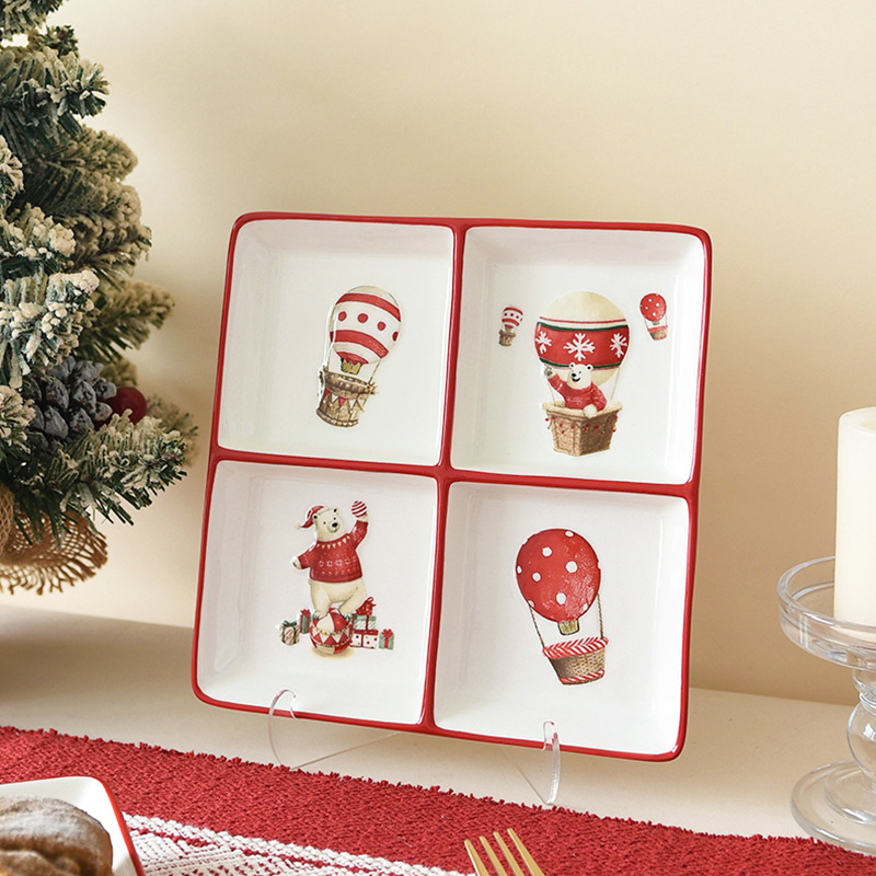 Función práctica de Navidad multijugador Plato de mesa serie de platos de oso polar de cerámica Amazon Plato de mesa transfronterizo