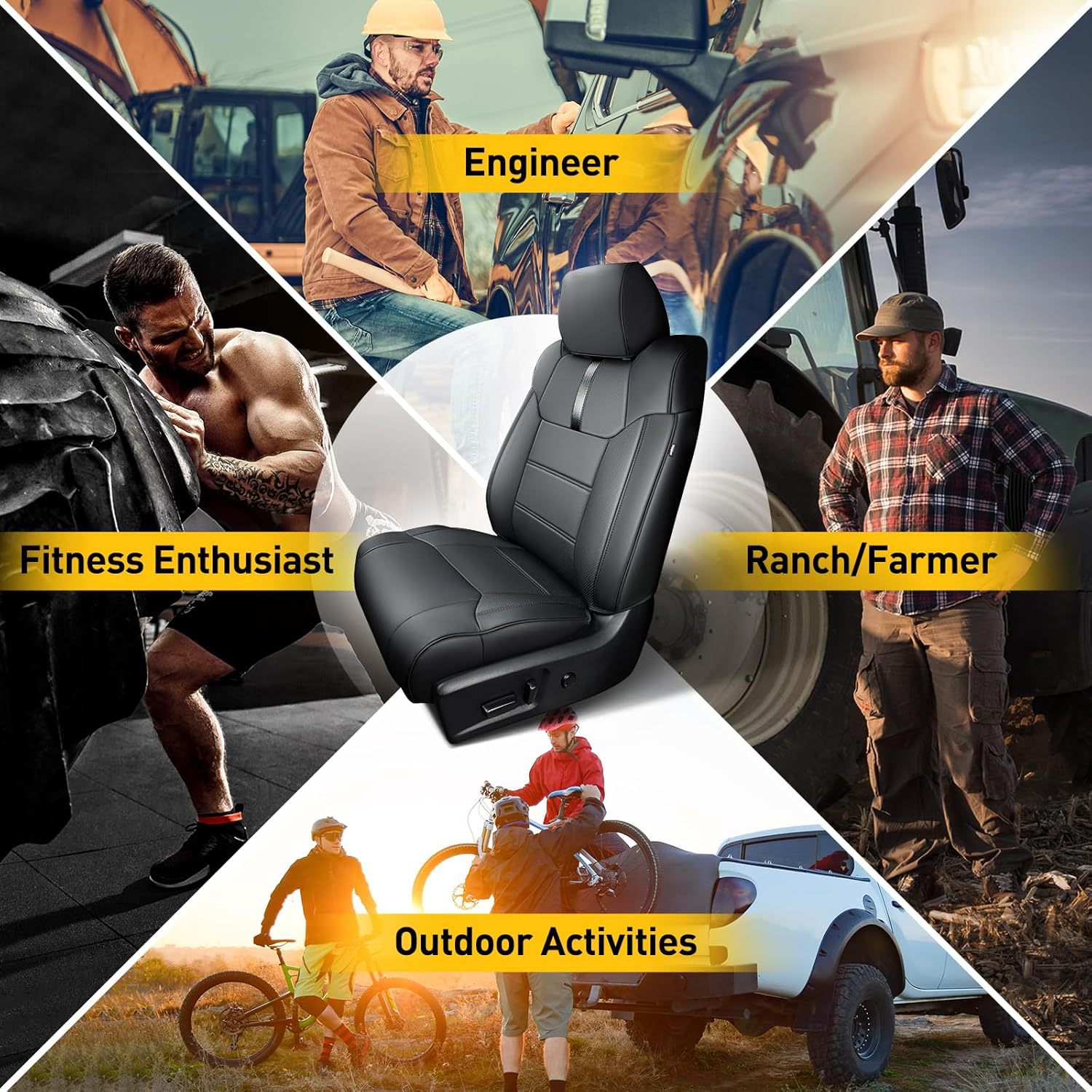 Toyota Tundra Pickup Truck Special Seat Cover, Full Leather, All-Season Car Seat Cushion, Full Leather Interior Accessories, Seat Cover