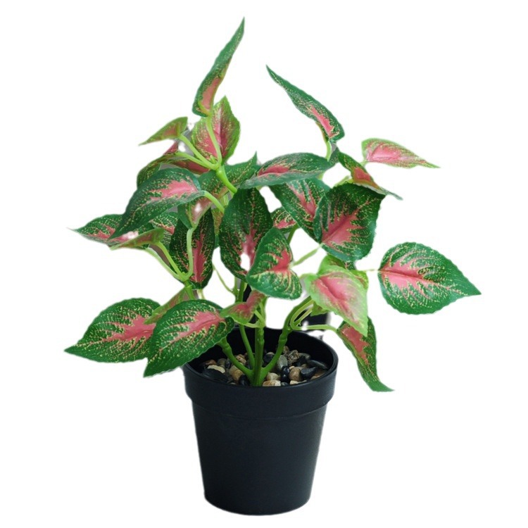 Planta verde artificial rábano verde decoración interior y exterior de plástico en maceta jardín bonsai flores artificiales y plantas pequeños adornos