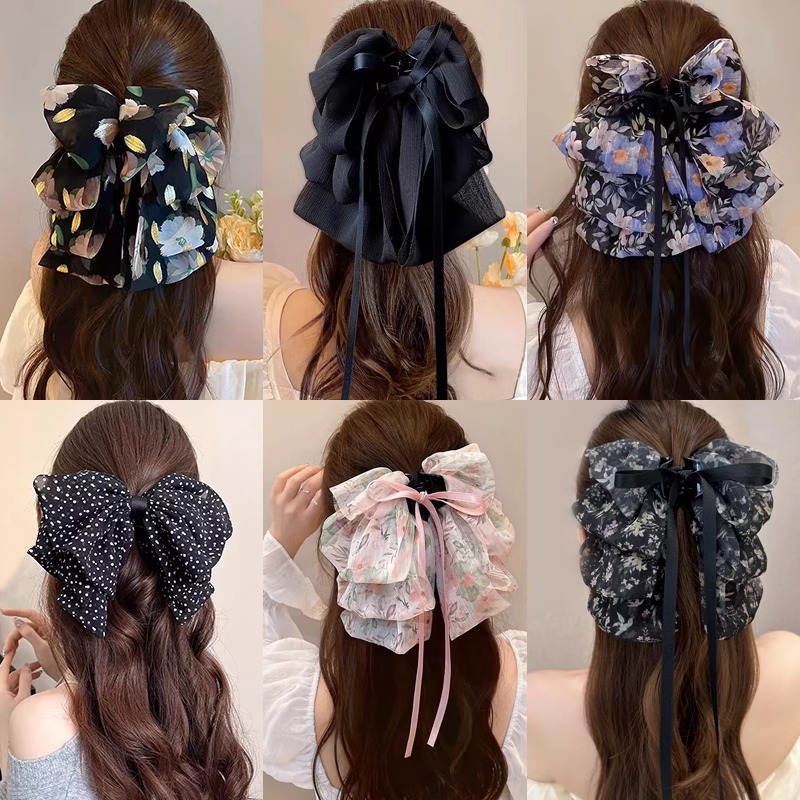 Clip de agarre de lazo de súper hada, parte posterior de la cabeza llena, pinza para el cabello, clip para el cabello de princesa, tocado de clip de tiburón de sentido avanzado