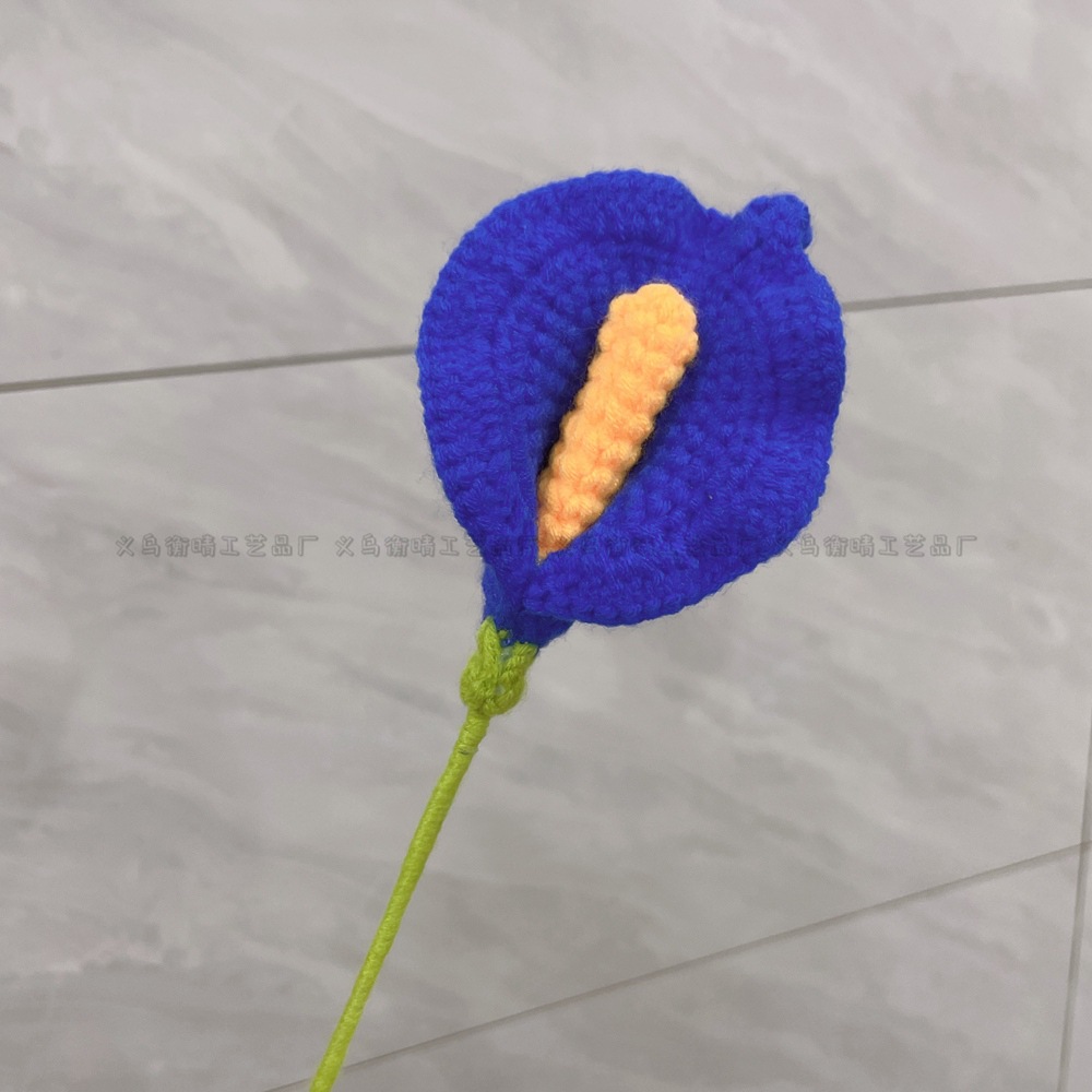 Lily tejido a mano acabado rosa Lily Tulip flor artificial lana ramo regalo