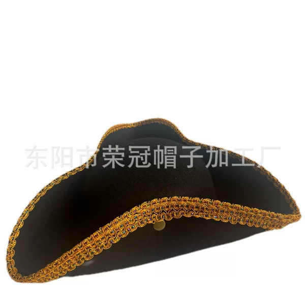 Cross-border golden lace felt rivet pirate hat Halloween Carnival Ball party Triangle Women's captain hat