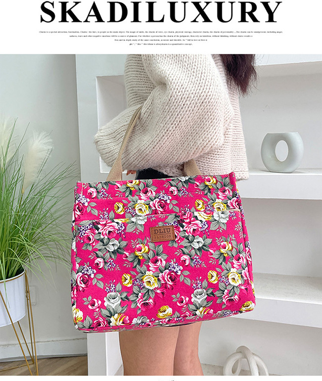 New Portable Canvas Large Bag Office Worker Tote Bag Ethnic Style Bag Large Capacity Document Bag