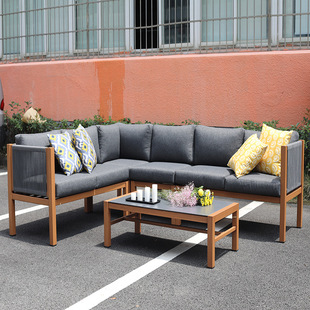 Outdoor Scandinavian Style Dining Table Aluminum Frame Round Rope Five-piece Set Waterproof Sunscreen Outdoor Tables and Chairs Leisure Courtyard Combination Sofa