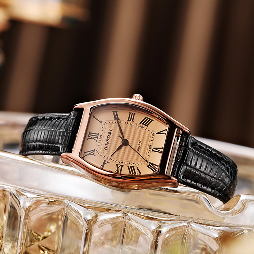 Manufacturer's In-Stock Women's Watches with a High-End Feel, Wholesale Cross-Border Vintage Roman Quartz Leather Strap, Live-Stream Niche Women's Watches