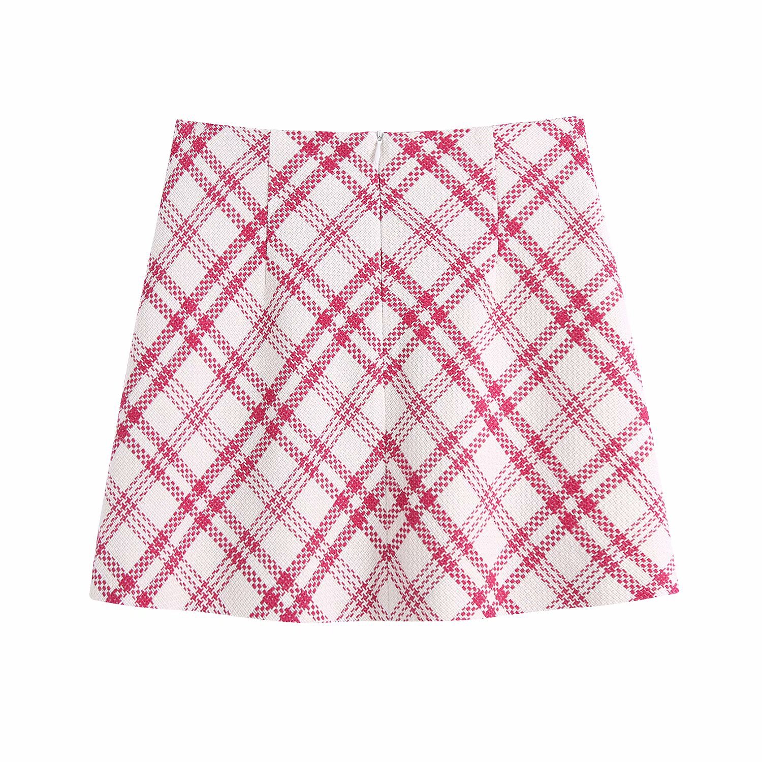 plaid texture A-line skirt  NSAM52389