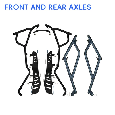 and rear exhaust pipe bumpers, Motorcycle bumper - black-carbon-steel-front-and-rear-bumpers-with-free-footrests