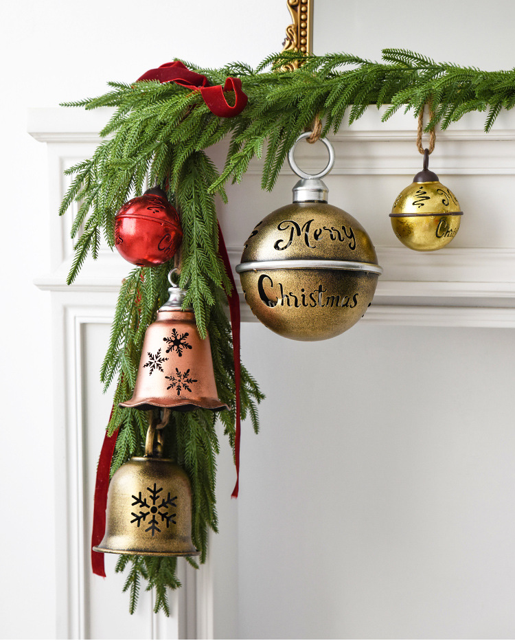 Weihnachtsbaumglocken-Set | Hängender Anhänger aus Eisen mit Klang für Weihnachtsbaum- und Partydekorationen_voghion.com