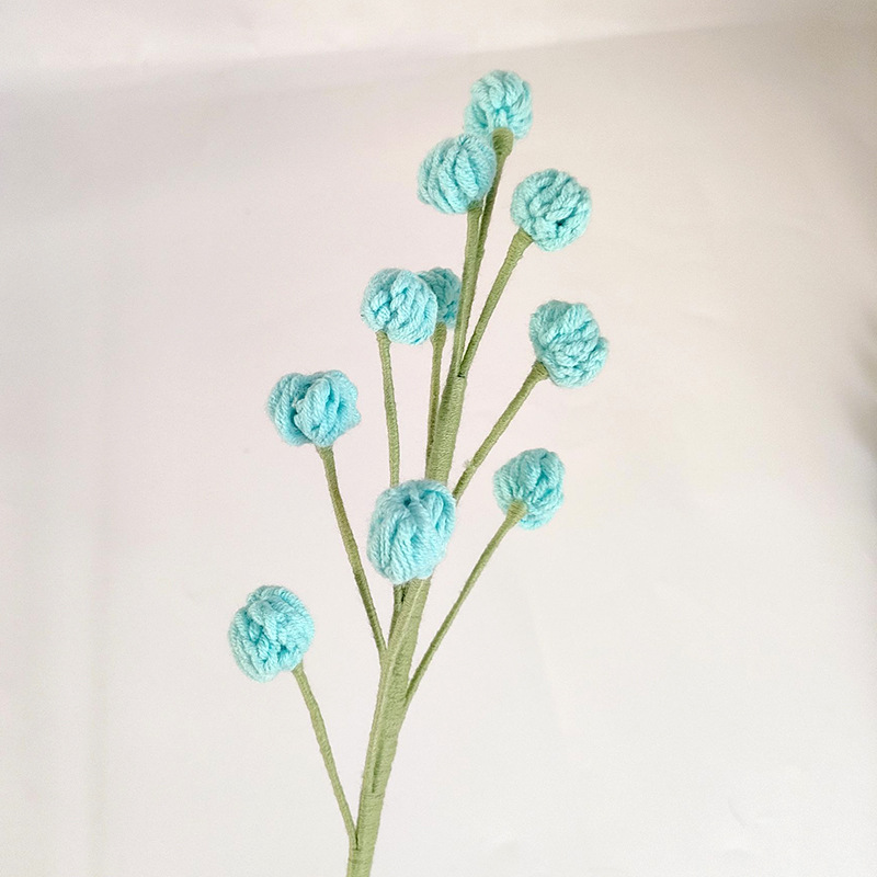 Ramo de flores eternas tejidas a mano multicolor acabado flor falsa Ramo de frutas pequeñas tejidas a todo fósforo de lana con hierba