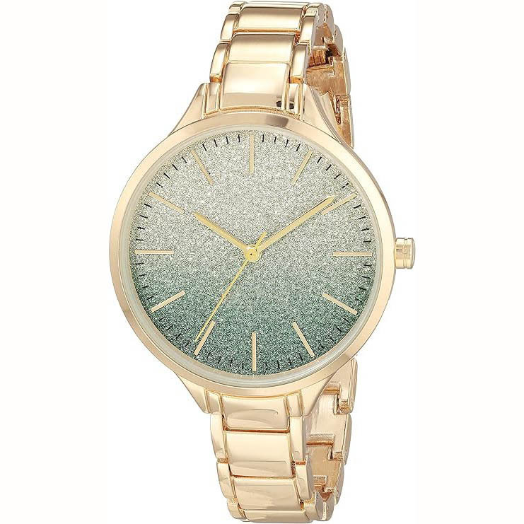 定制女士手表石英表玫瑰金商务钢带女士手表闪粉字面防水手表批发