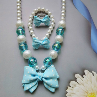 Children's necklace ring girl bow necklace baby cute jewelry wholesale