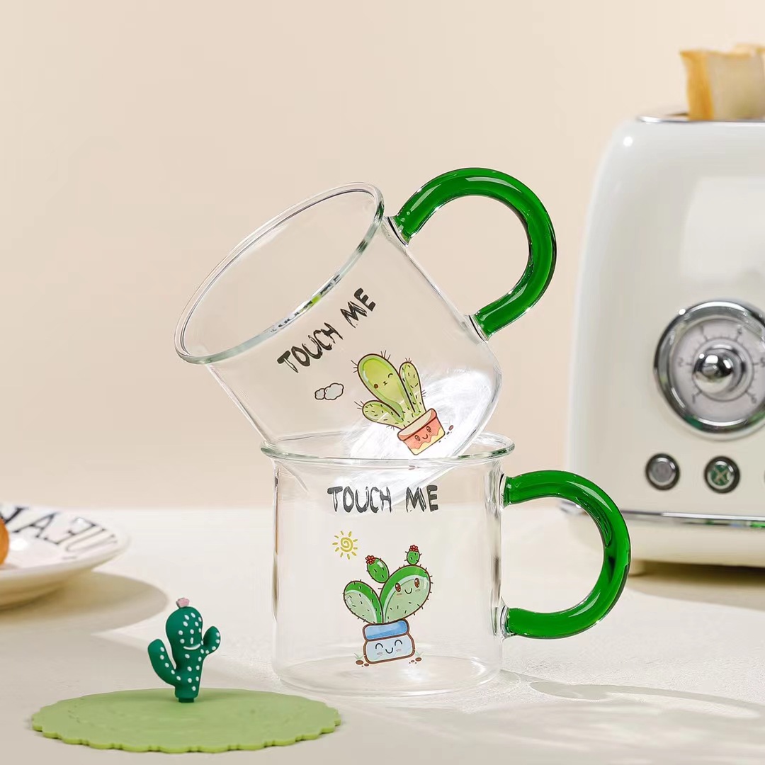 Cactus personalizado simple vidrio con tapa Oficina taza fresca 3D forma regalo taza