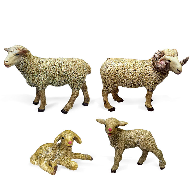 Simulación granja Rancho paisaje en miniatura animal ovejas modelo traje sólido estático bebé madre ovejas