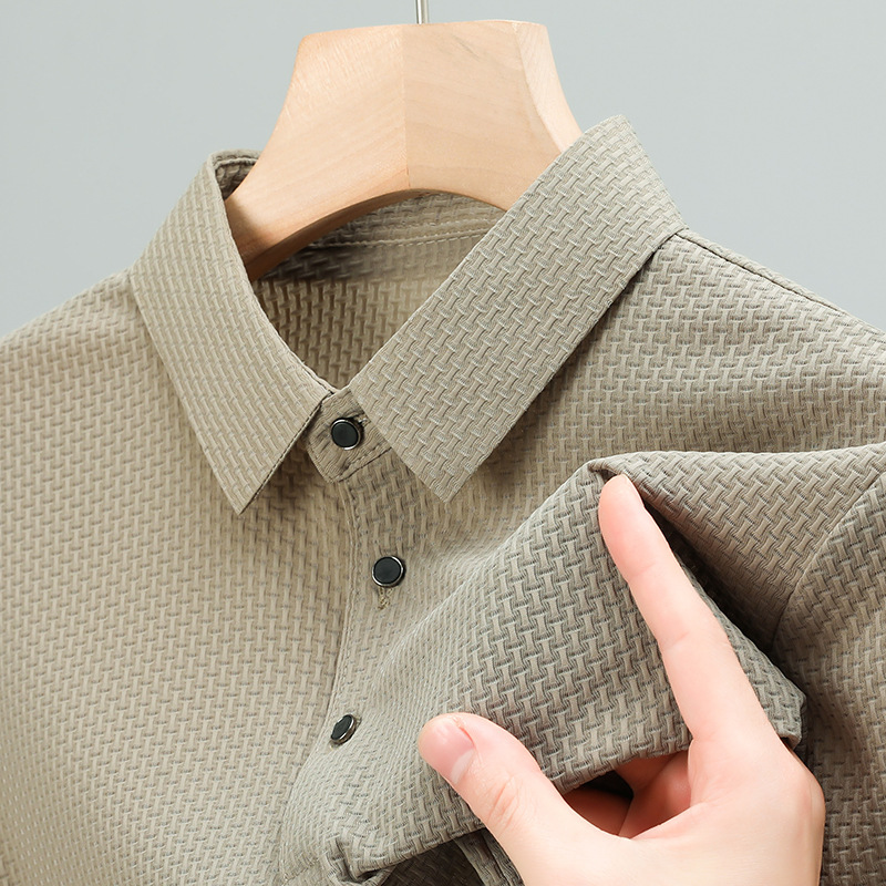 Men's Short-sleeved Ice Silk Polo Shirt Summer Men's T-shirt New Business Casual Mesh Breathable Thin Top Men's Wear