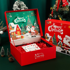 越境新クリスマスギフトボックス 赤いクリスマスプレゼントボックス クリスマスイブのリンゴ、スカーフ、手袋、保温カップの包装箱
