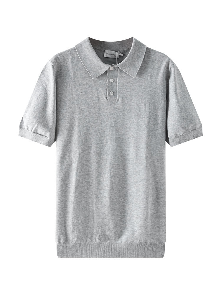 Europa y Estados Unidos explotaron transfronterizos hombres hielo tejido polo hombre de verano negocio casual con solapas de manga corta camisa de hombre