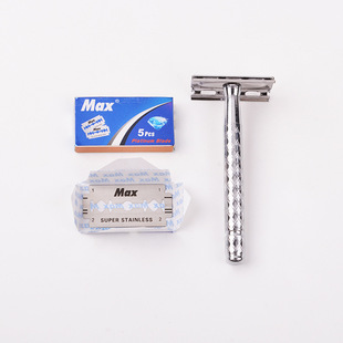 MAX factory old-fashioned metal knife holder stainless steel Disposable Shaver manual razor double-sided blade Shaver