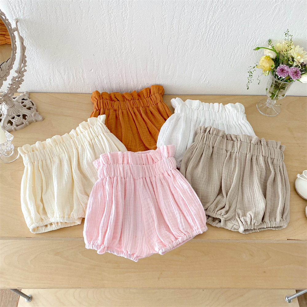 25夏儿童花苞腰短裤 棉质透气婴幼儿大pp裤灯笼裤 男女宝宝外穿裤