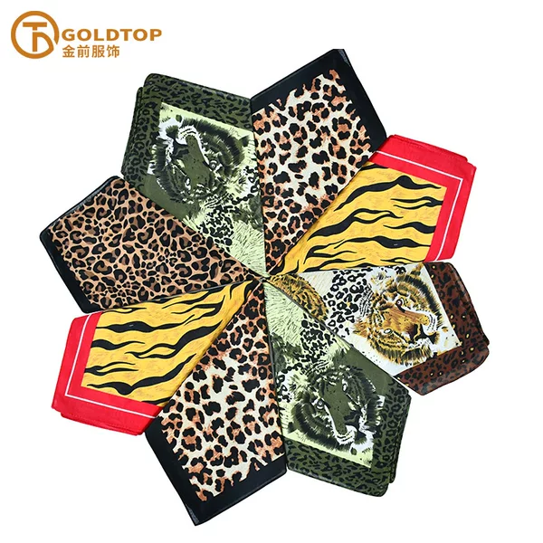 European and American leopard print tiger cotton 54*54 cotton headscarf wholesale cross-border new seamless paisley outdoor square scarf