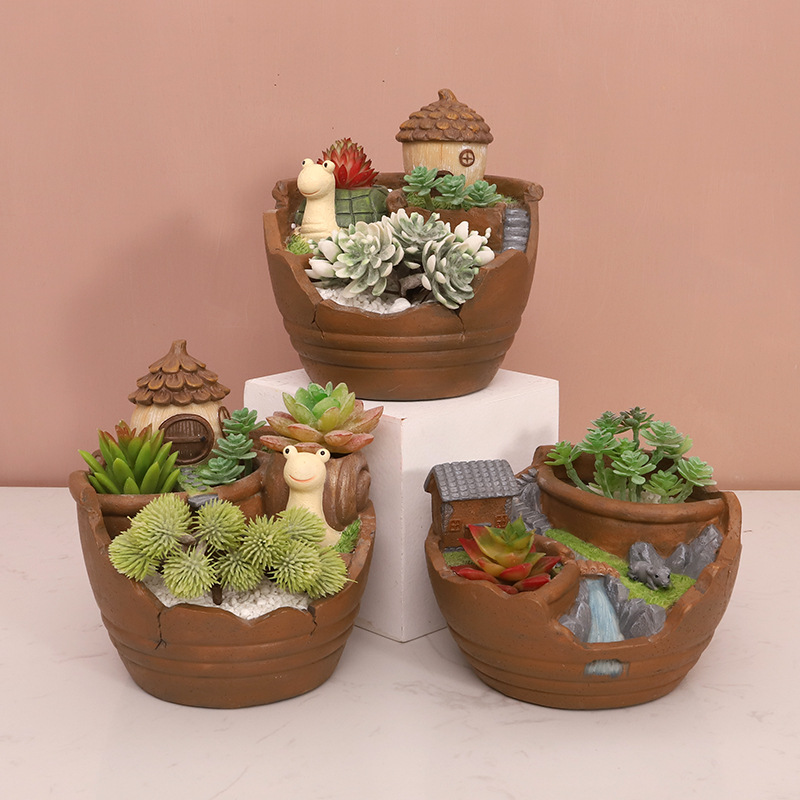 Chậu Cây Resin Chậu cây mọng nước treo phong cách vườn trên không, chậu resin hoạt hình, trang trí ban công (RG-157)