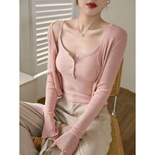 跨境爆款短款吊带衫纽扣小背心女夏2025新款纯色时尚内搭打底上衣