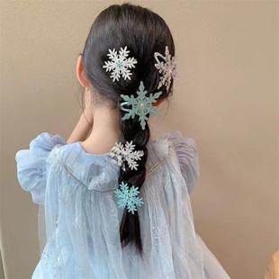 Children's Broken Hairpin Headwear 2023 New High-end Rhinestone Snow Princess Snowflake Side Clip Baby Girls' Hair Accessories